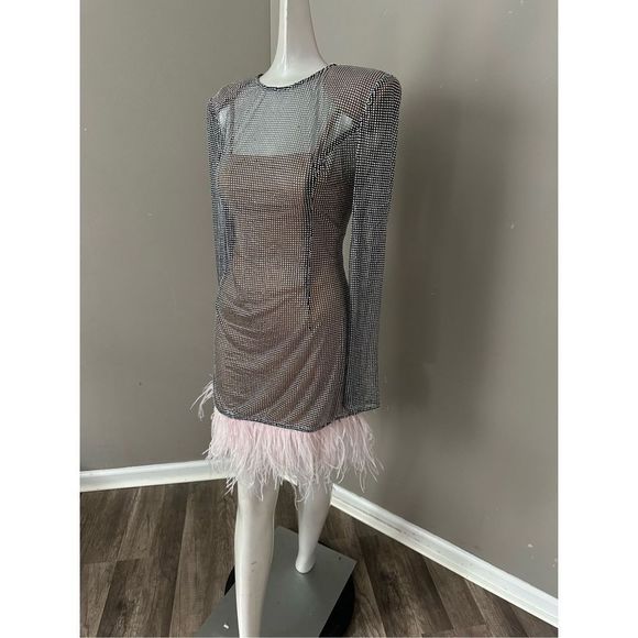 Bronx and Banco Webb Feather-Trim Cocktail Dress US 4 $1200 - Picture 12 of 16